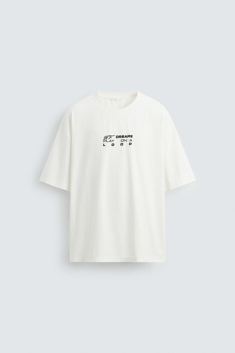 Zara Printed Graphic T-Shirt– White