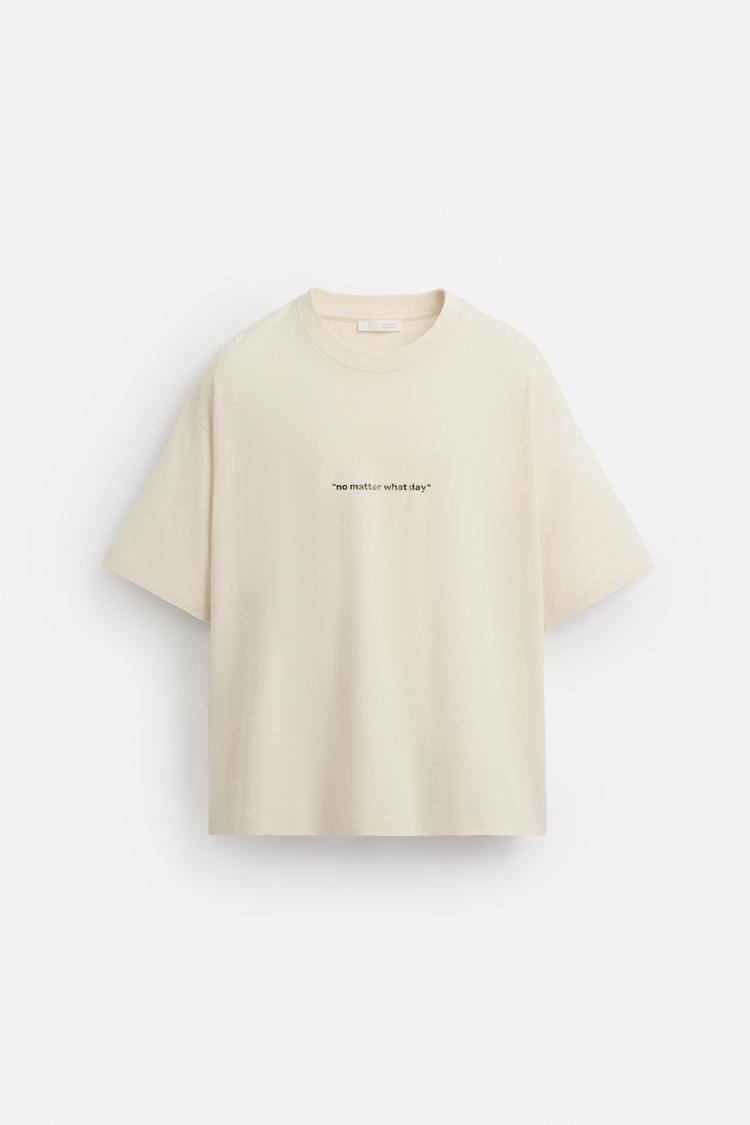 Zara Washed Print T-Shirt, Ecru