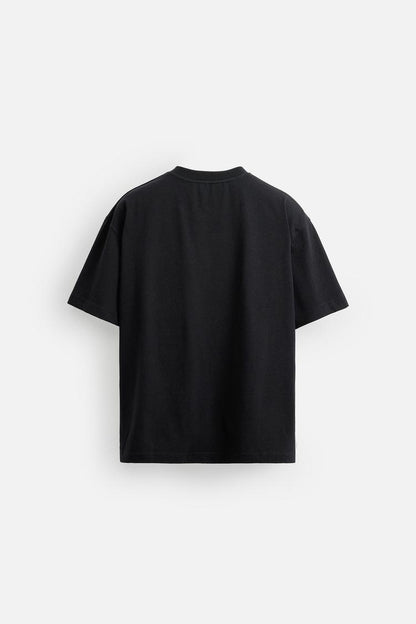 Zara Relaxed Fit Text Print T-Shirt – Black